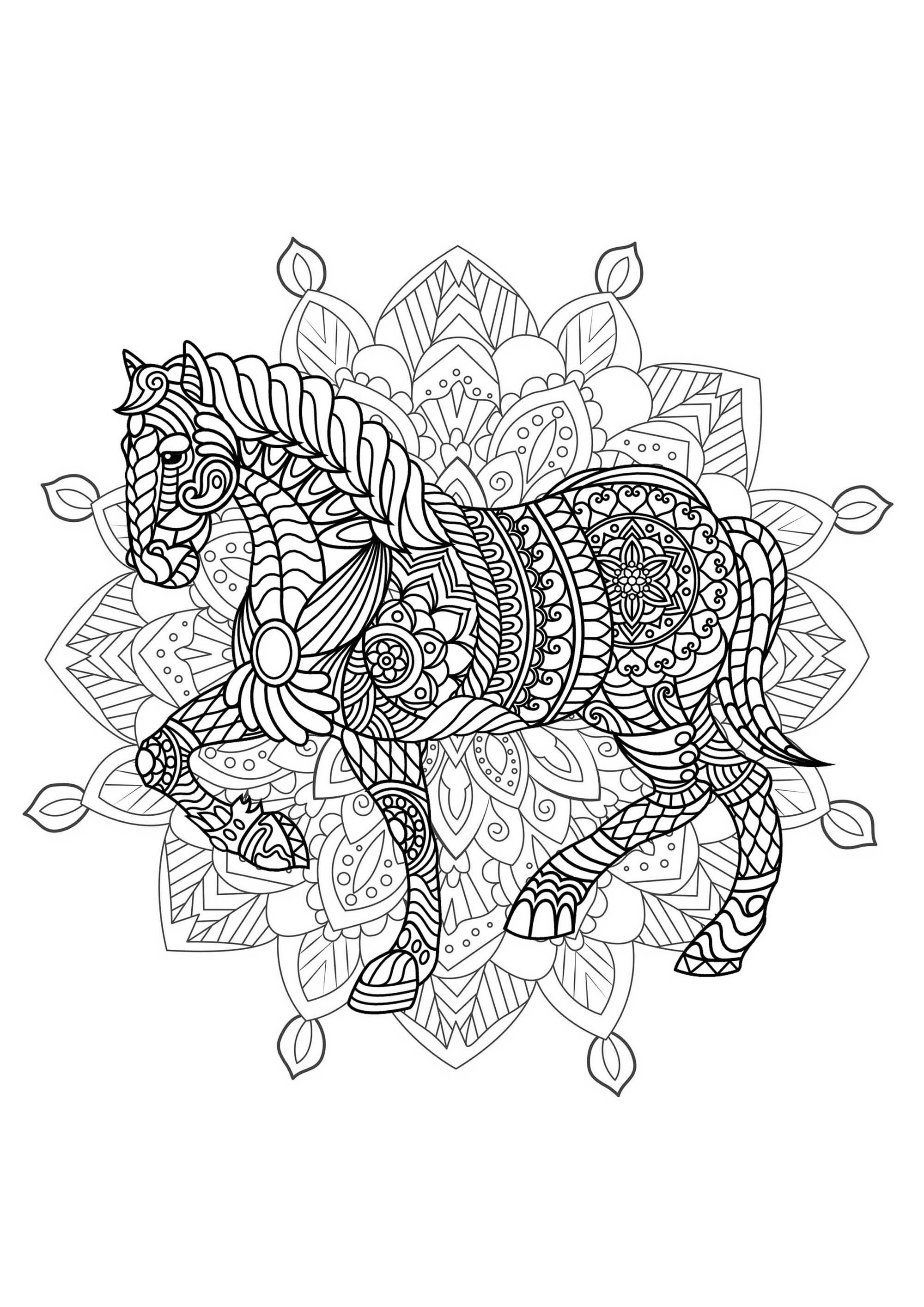 free printable horse mandalas