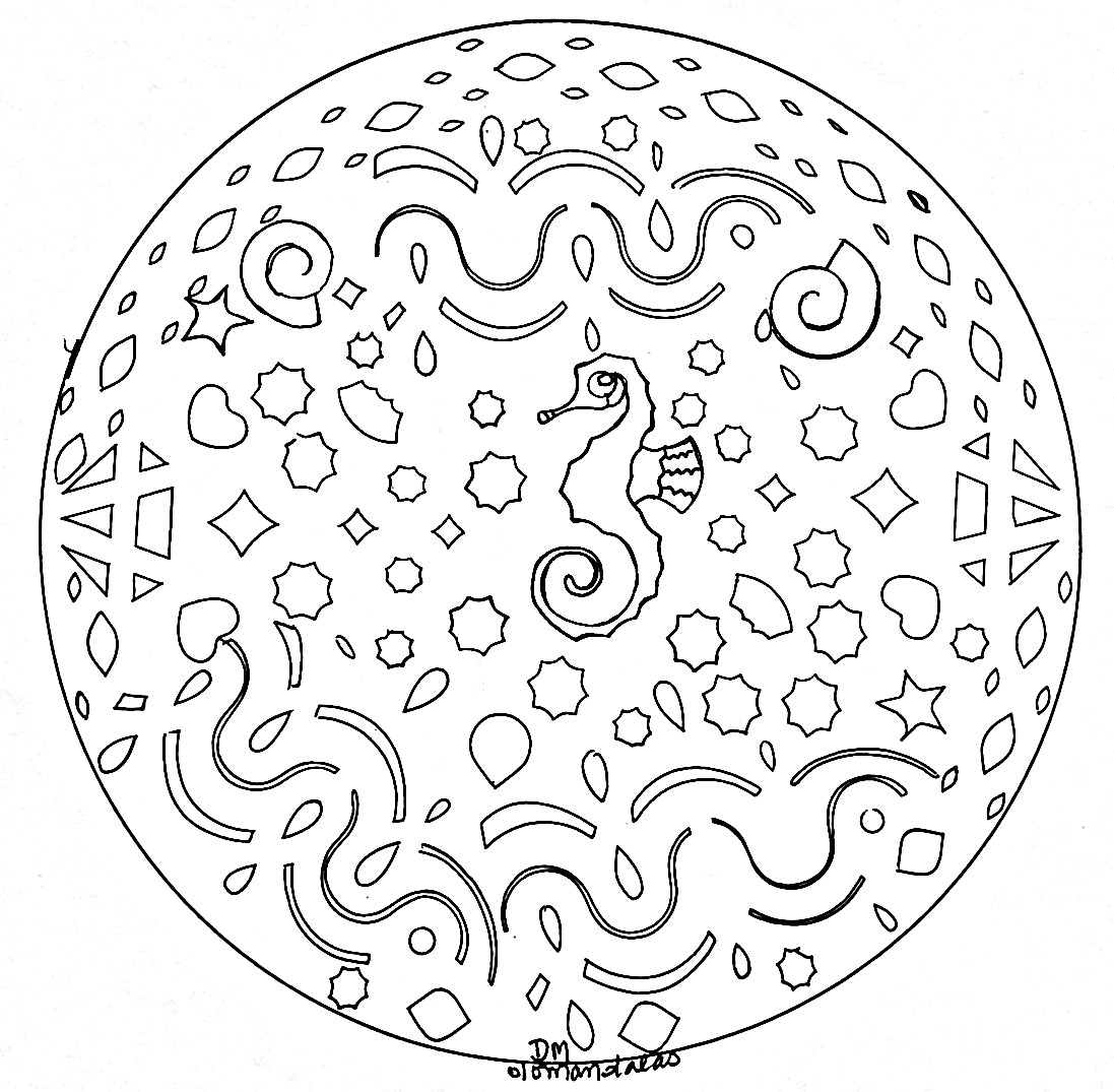 Little Sea Horse Mandala - Mandalas with animals