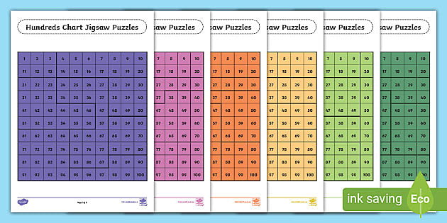 Hundreds Chart Jigsaw Puzzles number sense sequencing