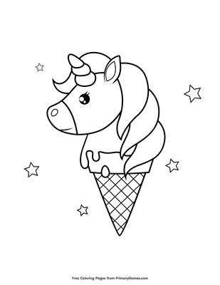 Unicorn Ice Cream Cone Coloring Page • FREE Printable PDF from ...