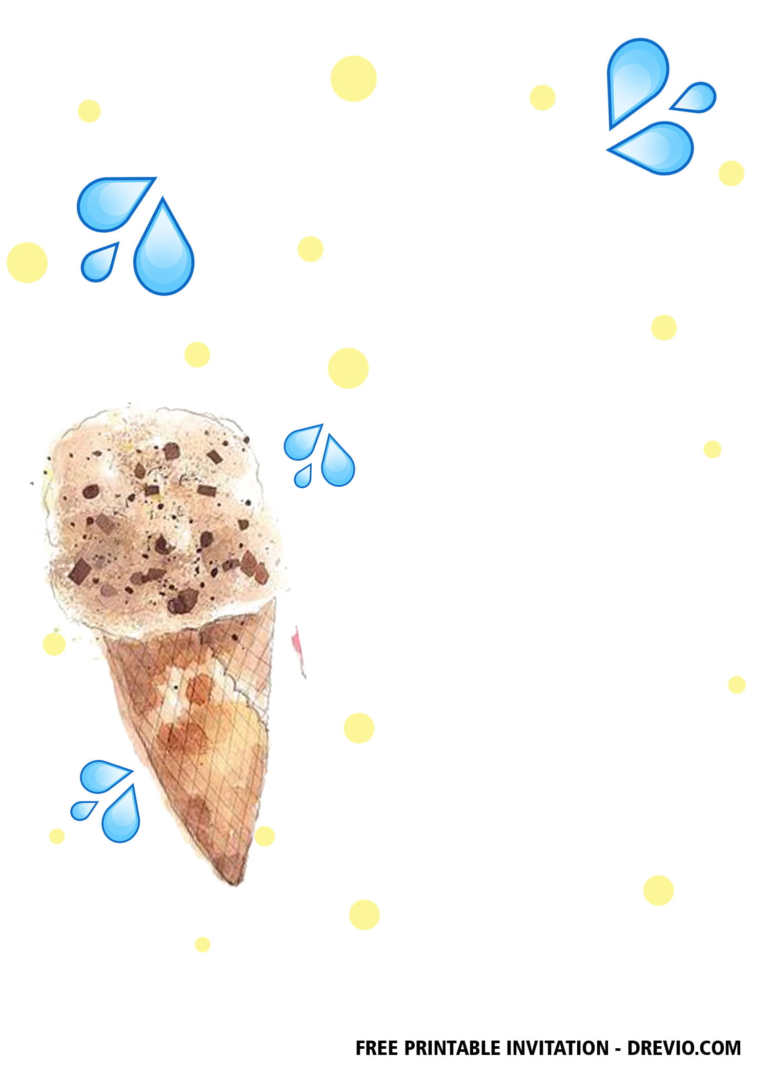 free printable ice cream cone invitations