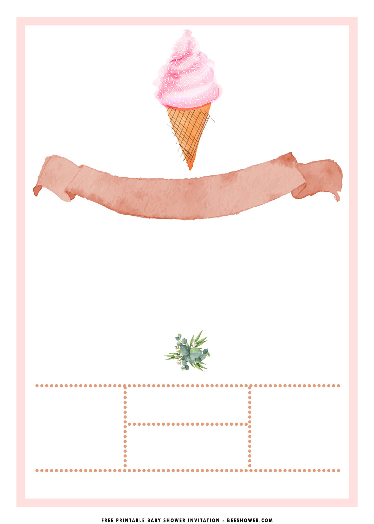 free printable ice cream cone invitations