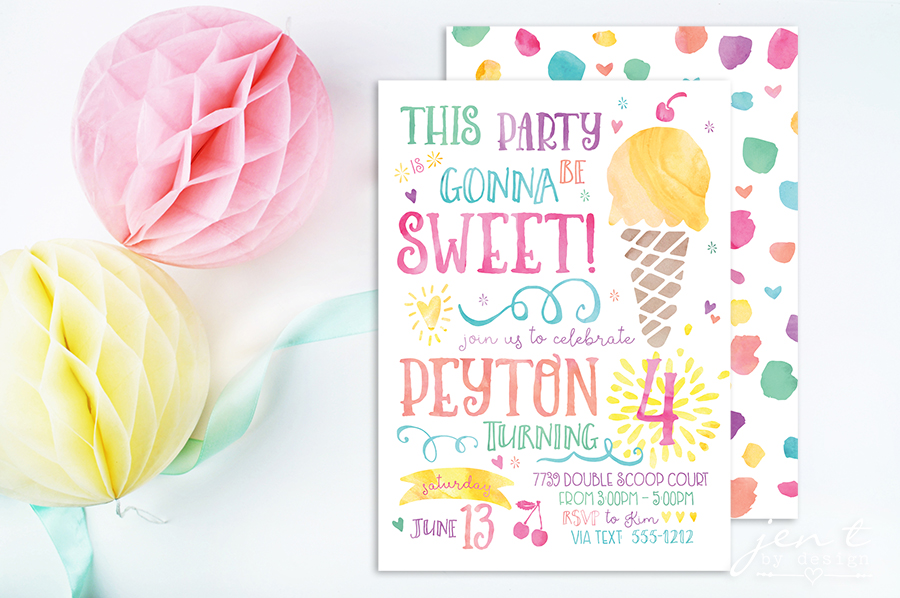 free printable ice cream cone invitations