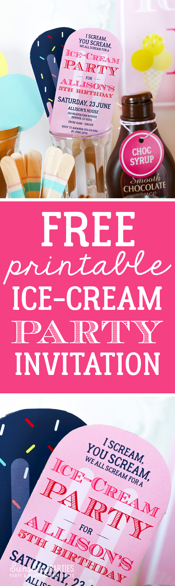 free printable ice cream cone invitations