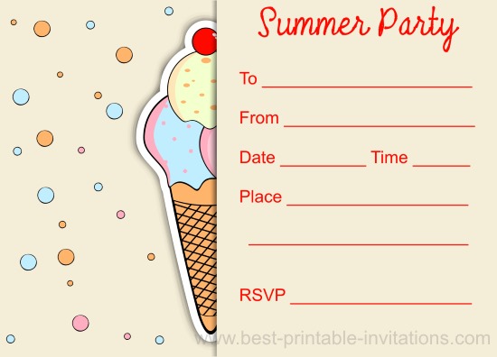 free printable ice cream cone invitations
