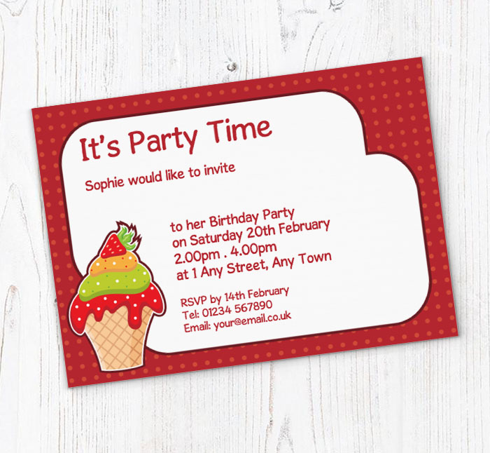 free printable ice cream cone invitations