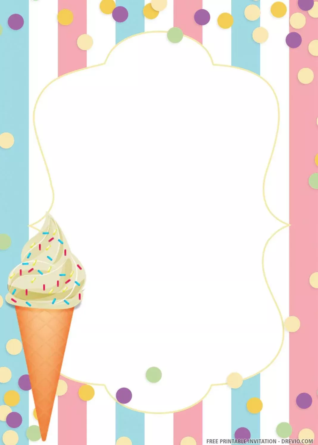 free printable ice cream cone invitations