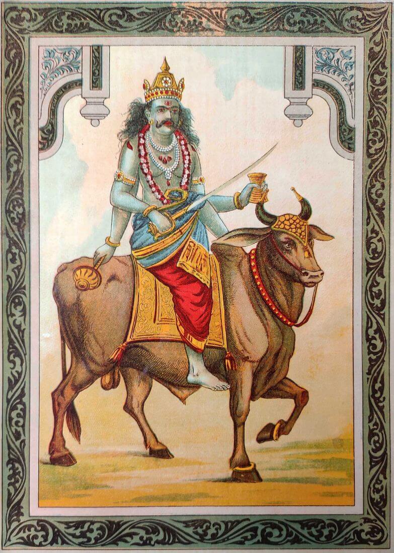 Shanidev - Raja Ravi Varma Press - Vintage Indian Art Print - Art Prints