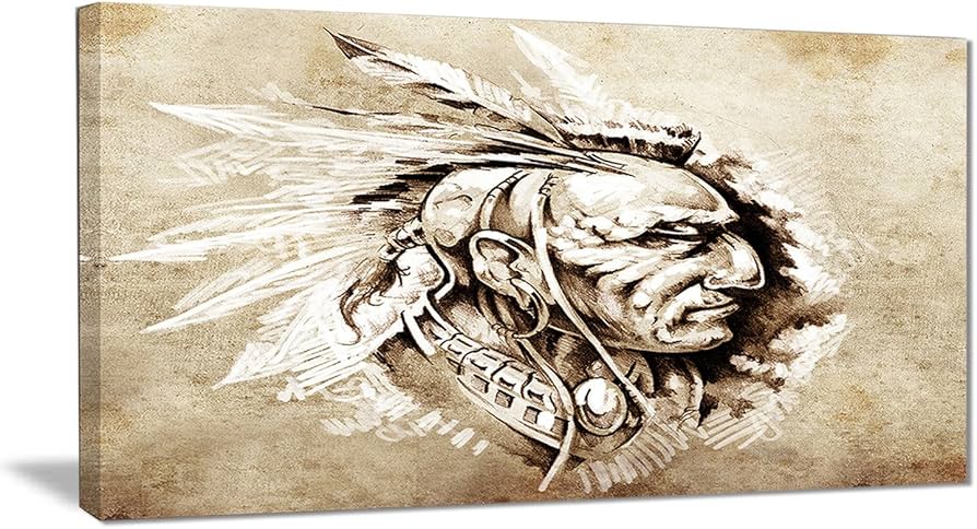 Amazon.com: Design Art American Indian Illustration-Portrait ...