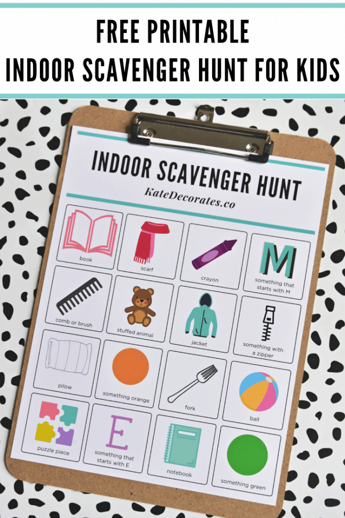 free printable indoor scavenger hunt