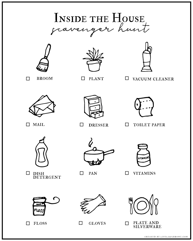 free printable indoor scavenger hunt