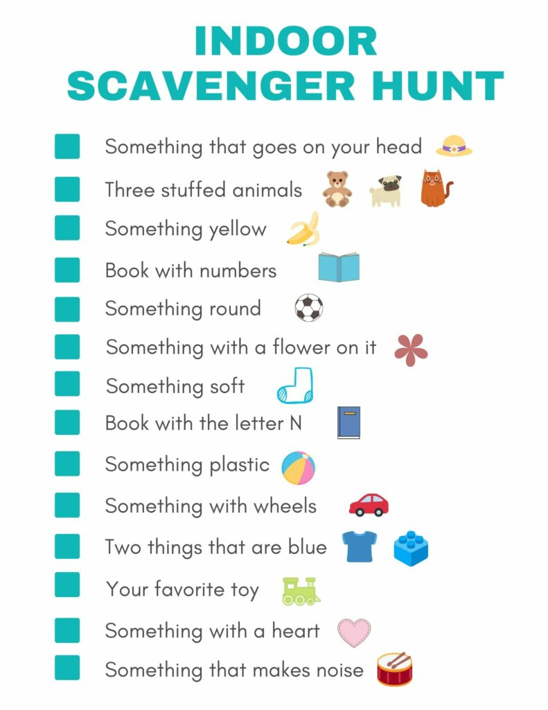 free printable indoor scavenger hunt