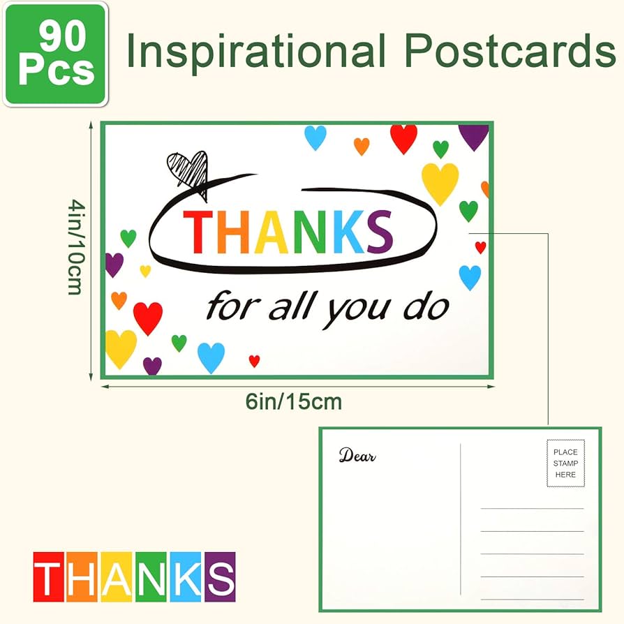 90 Pieces Thinking of You Teacher School Postcards Job Inspirational  Postcards Congratulations Cards Motivational Inspiration Cards 4 x 6 Inch  ...