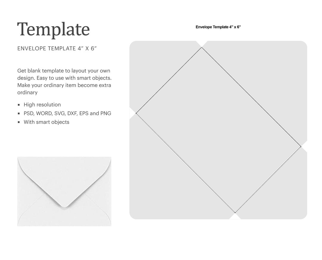 Envelope Template 4 X 6, Blank Envelope Template, Invitation Blank ...