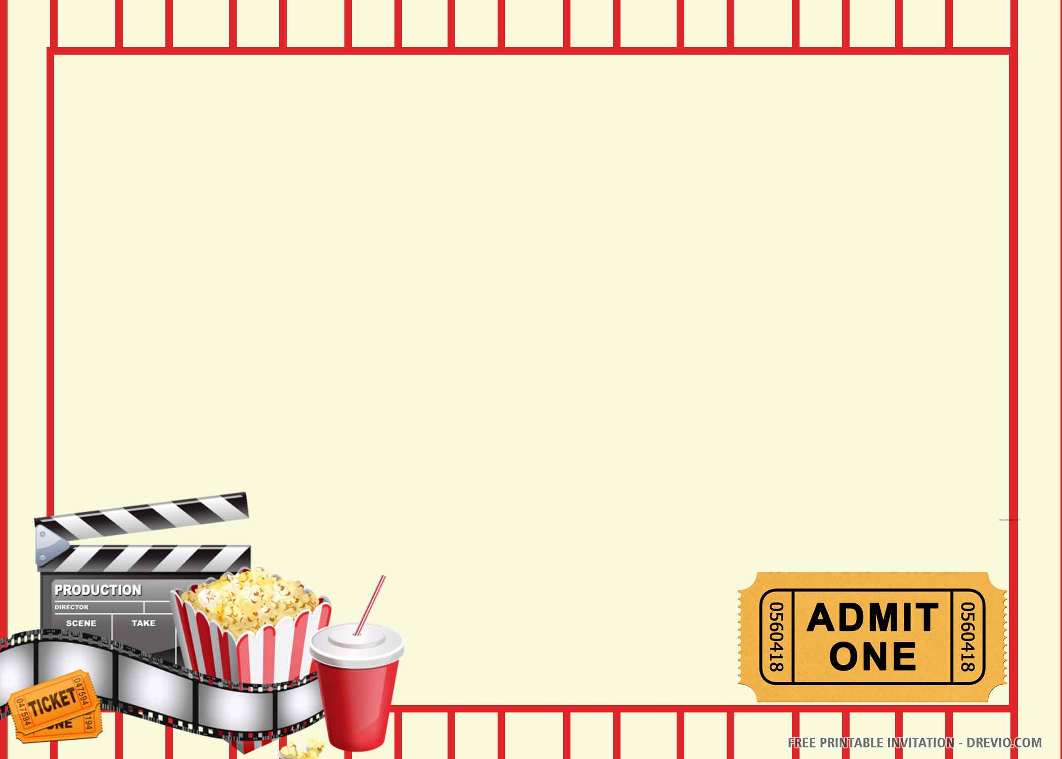 FREE PRINTABLE) - Movie Ticket Birthday Invitation Template ...