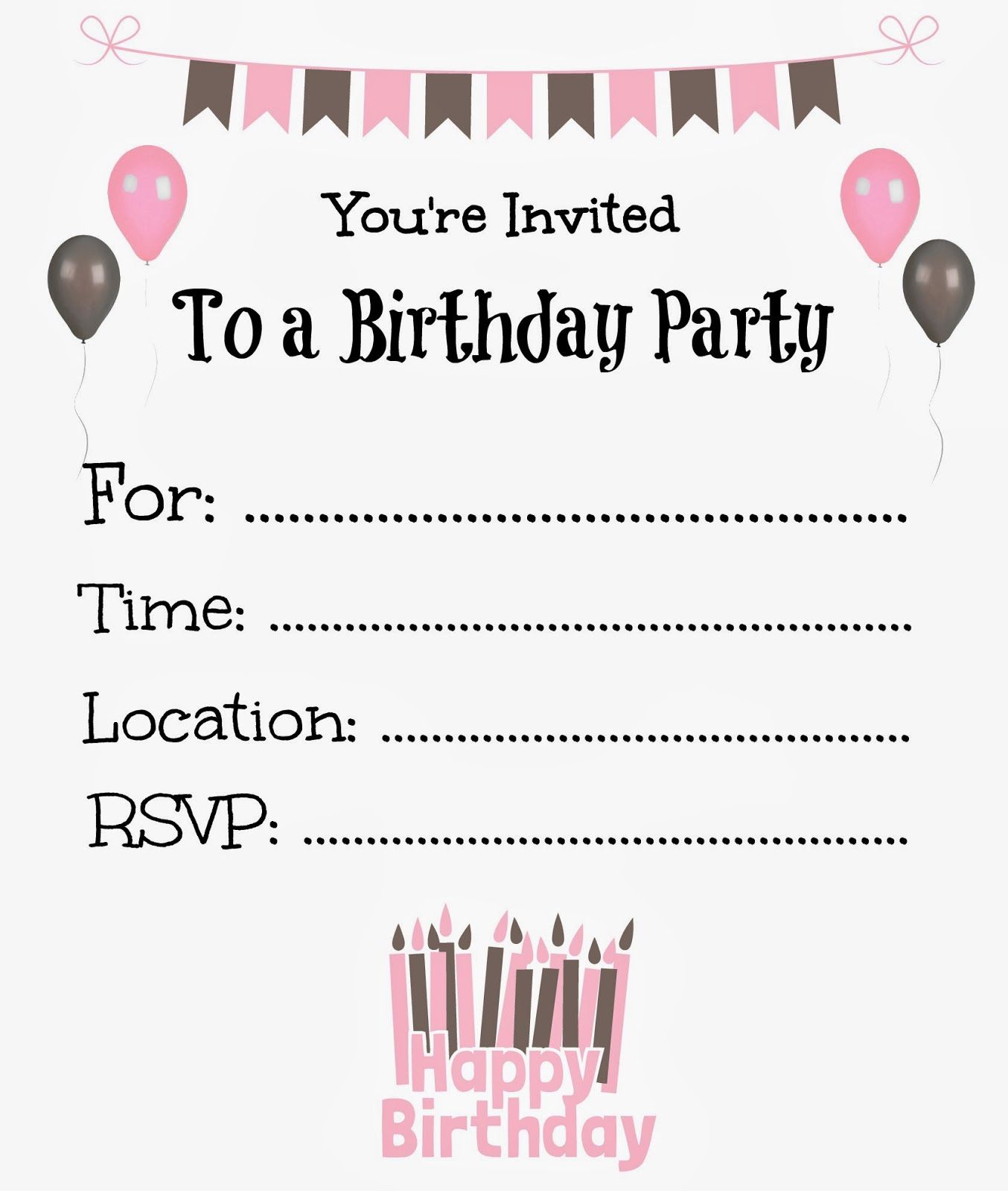Birthday Party Invitations Printable Free