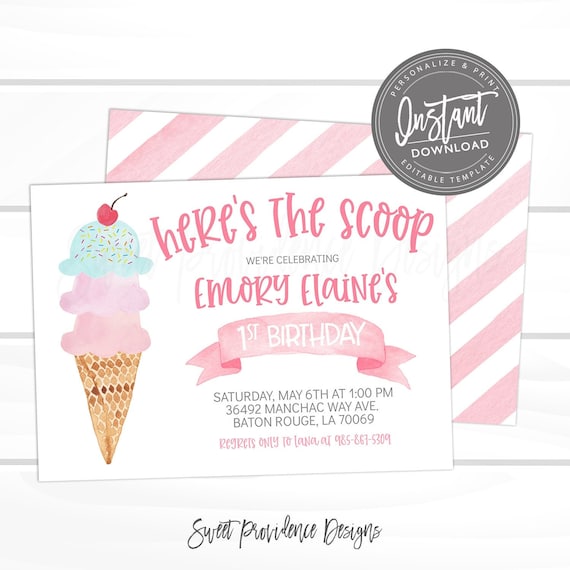 free printable invitations ice cream party