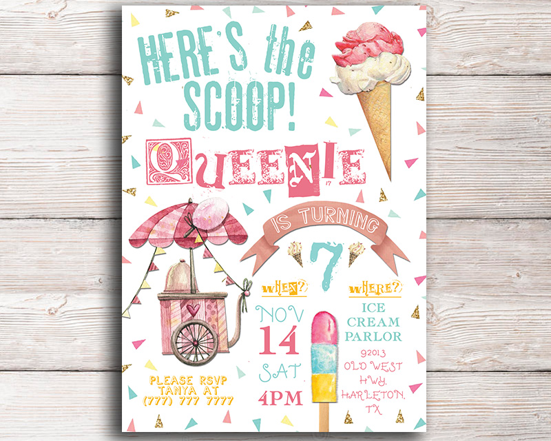 free printable invitations ice cream party