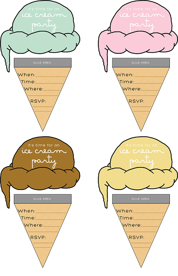 free printable invitations ice cream party