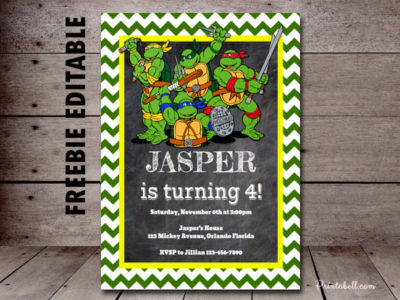 free printable invitations ninja turtles