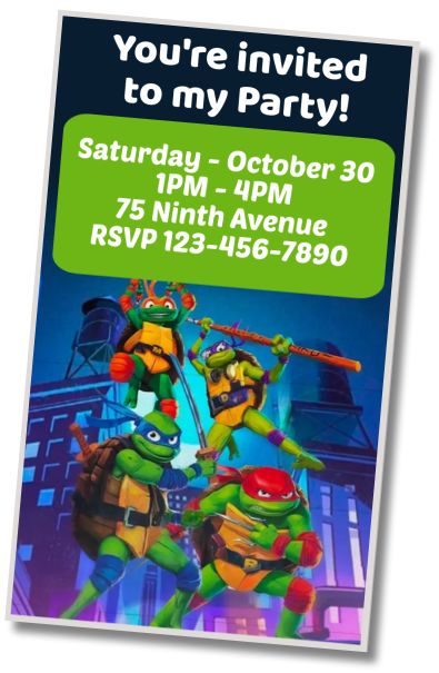 10 BEST] Invitations Ninja Turtles | DIGITAL | WHATSAPP | MESSENGER