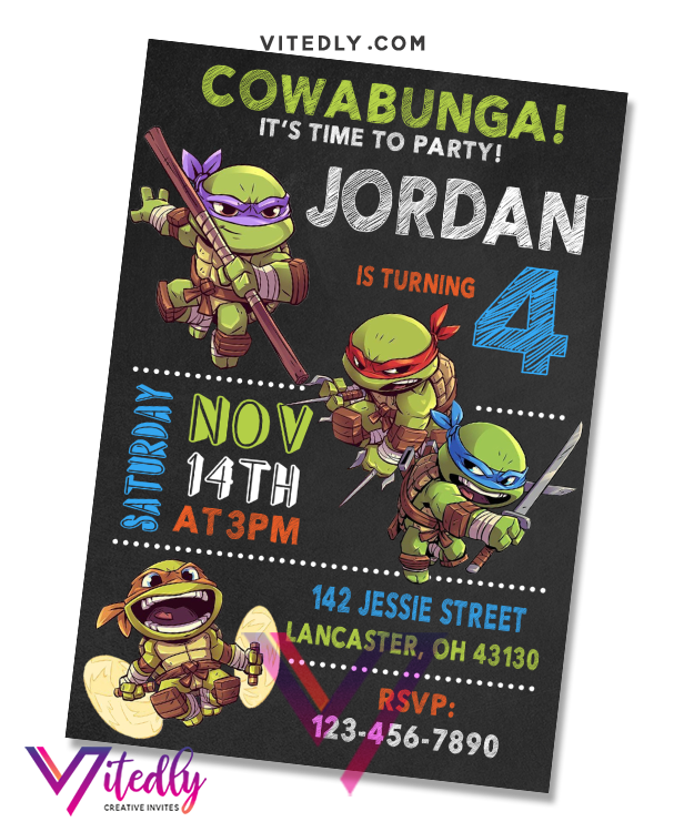 Ninja Turtles Invitation, Ninja Turtles Birthday Invitation, TMNT ...