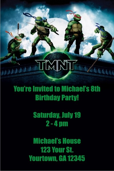 Teenage Mutant Ninja Turtles Invitations - TMNT Personalized Party ...
