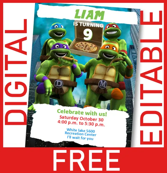 free printable invitations ninja turtles