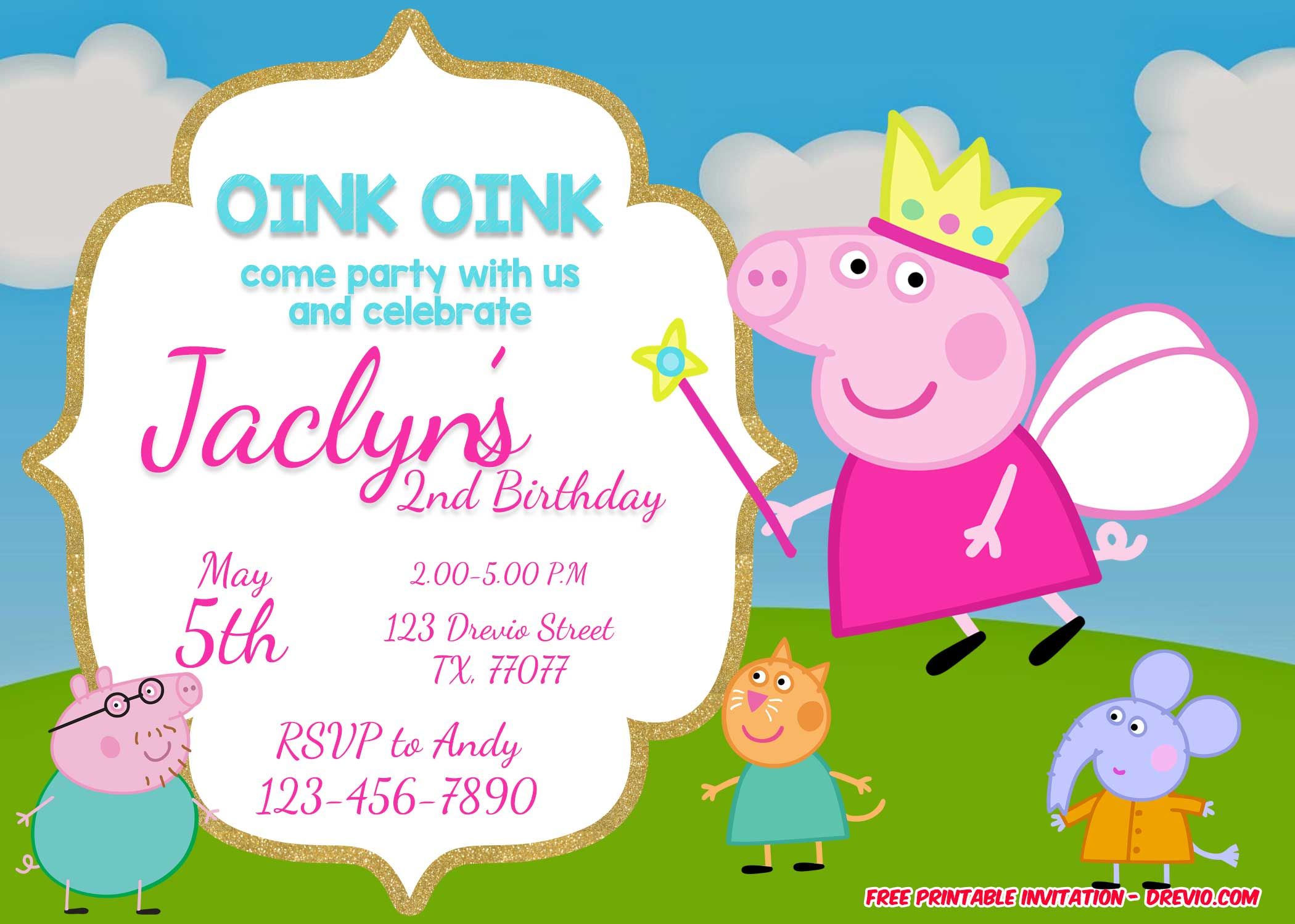 free printable invitations peppa pig