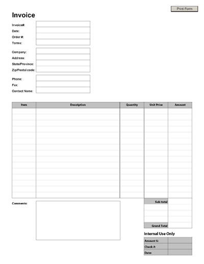 free printable job invoice forms