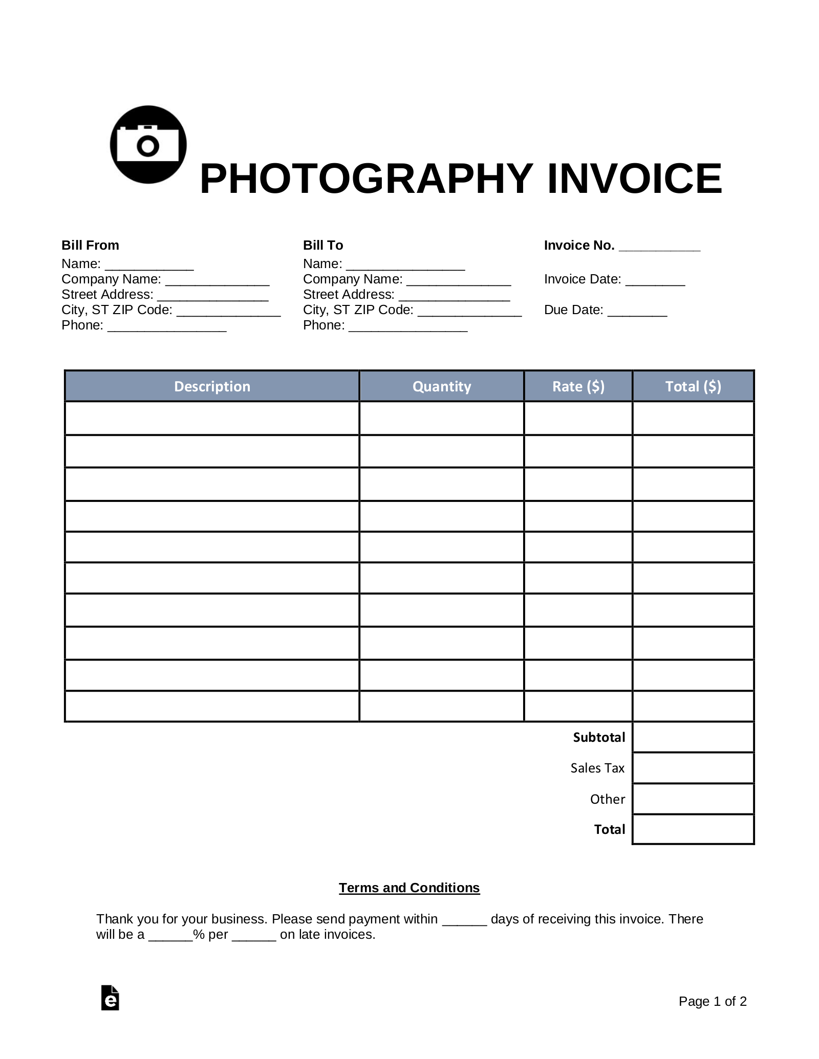 free printable job invoice forms