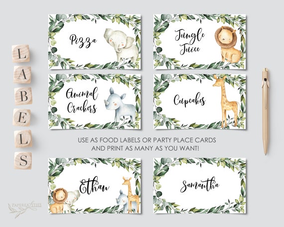 free printable jungle place cards