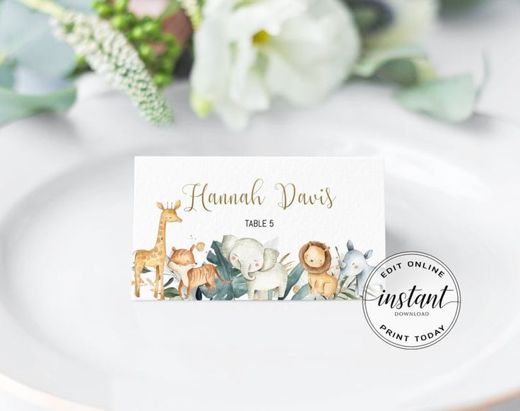 free printable jungle place cards