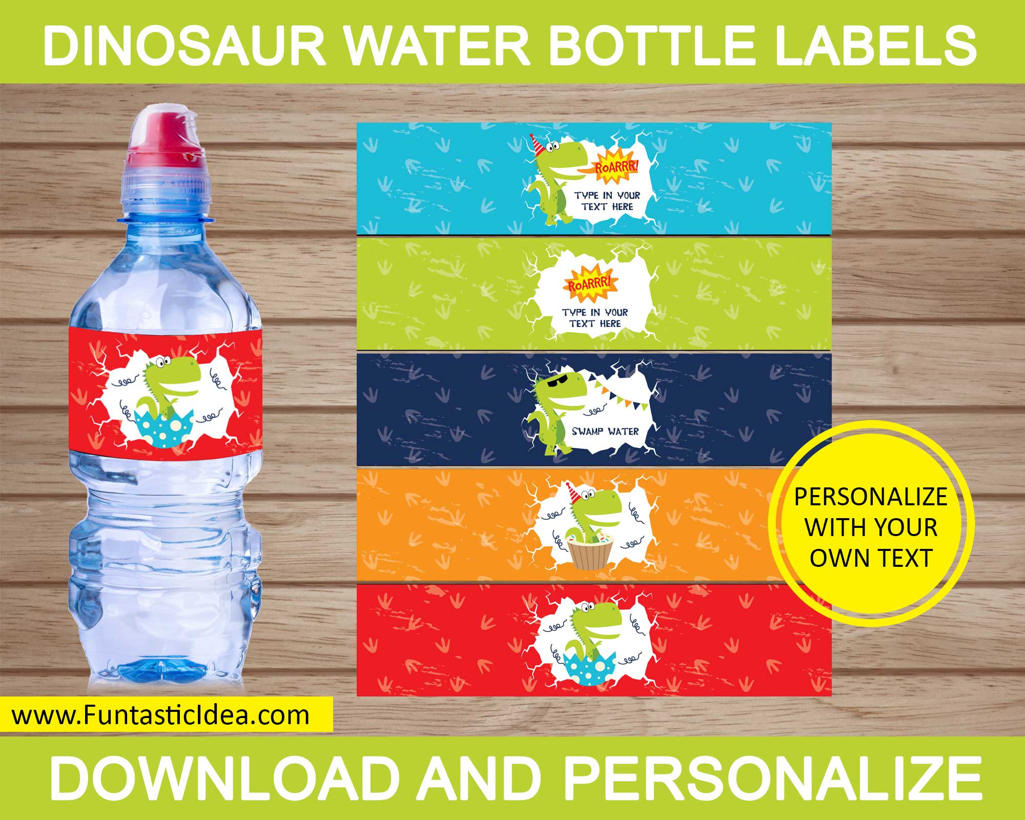Dinosaur Water Bottle Labels | Uniquely Designed &  Easily ...