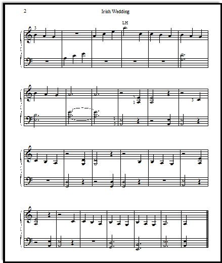 Free Printable Sheet Music for Piano Students: Irish Wedding