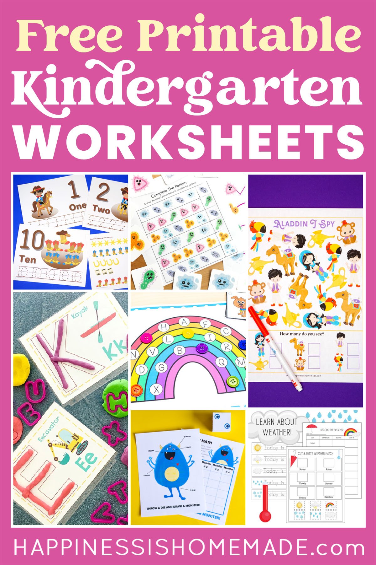 Free Printable Kindergarten Worksheets - Happiness is Homemade