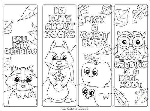 Cute Fall Bookmarks to Color for Kids (Free Printable)