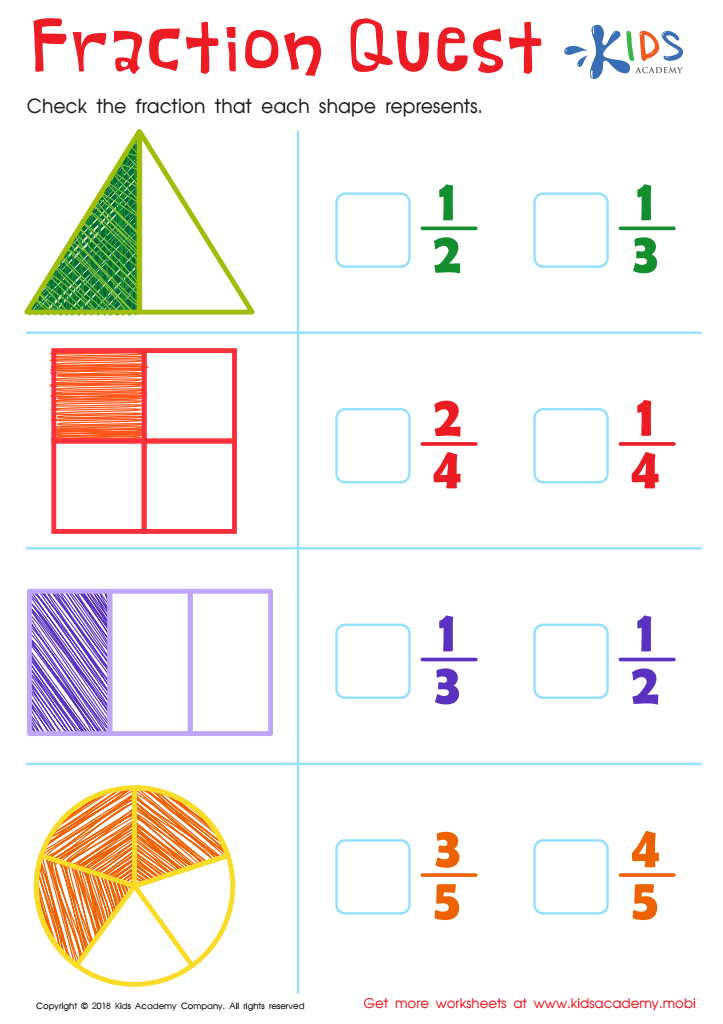 free printable kindergarten fraction worksheets