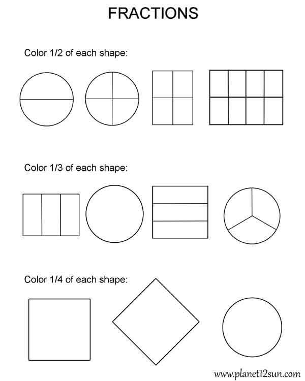 free printable kindergarten fraction worksheets