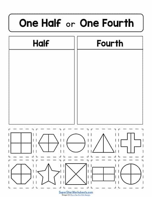 free printable kindergarten fraction worksheets