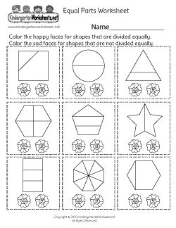 free printable kindergarten fraction worksheets