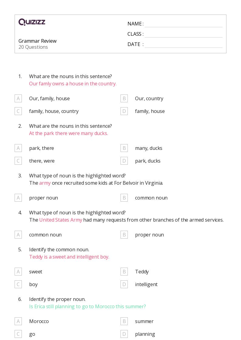 free printable kindergarten grammar worksheets