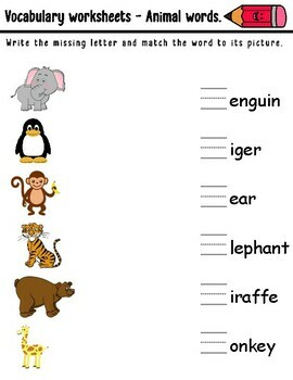 free printable kindergarten vocabulary worksheets