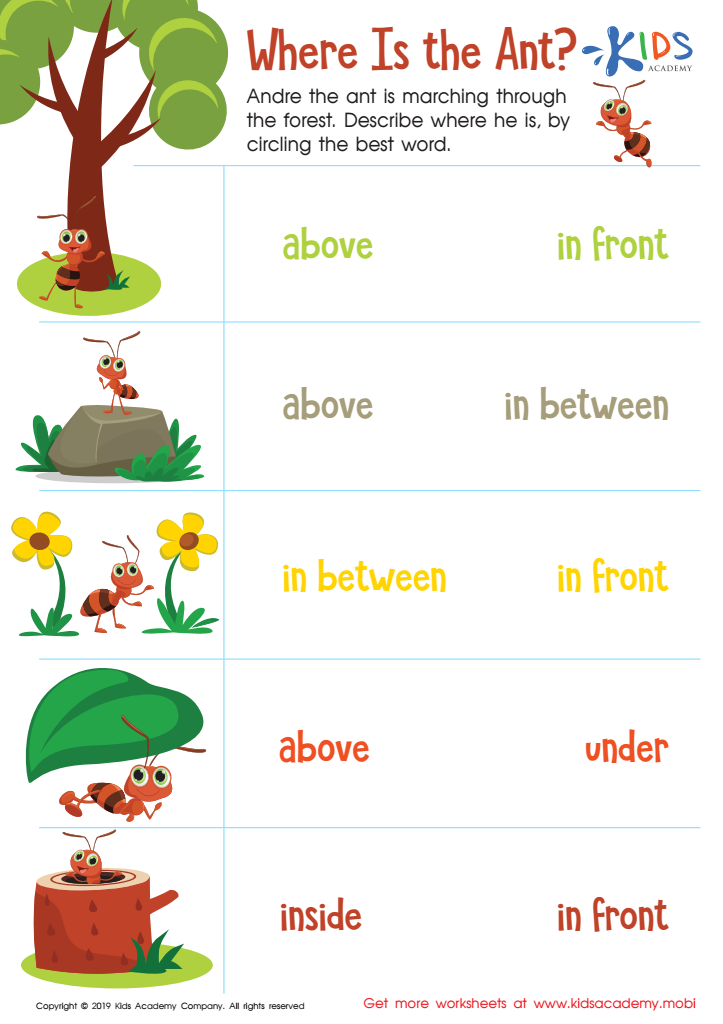 free printable kindergarten vocabulary worksheets