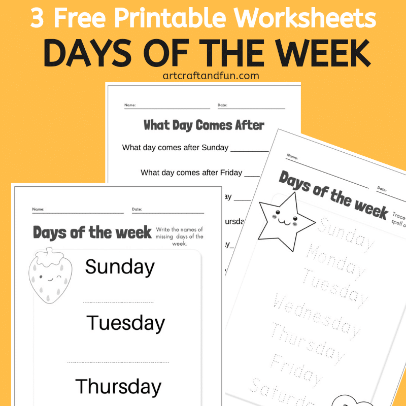 free printable kindergarten worksheet days of the week