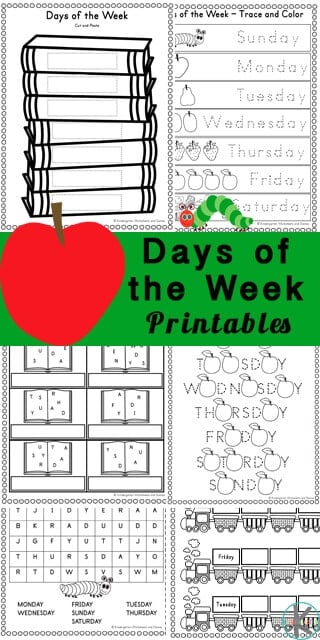 free printable kindergarten worksheet days of the week