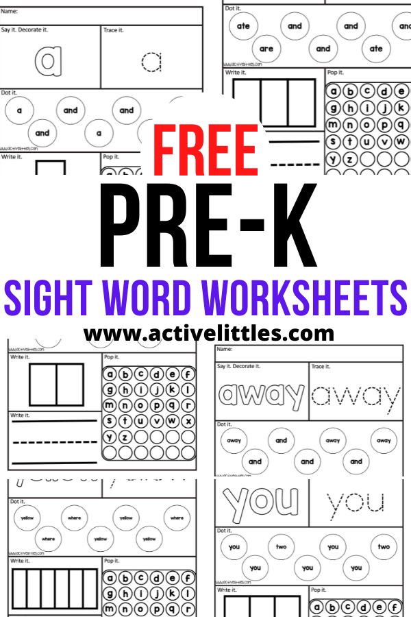 free printable kindergarten worksheet sight words
