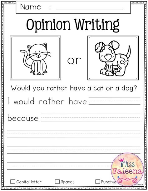free printable kindergarten writing worksheet