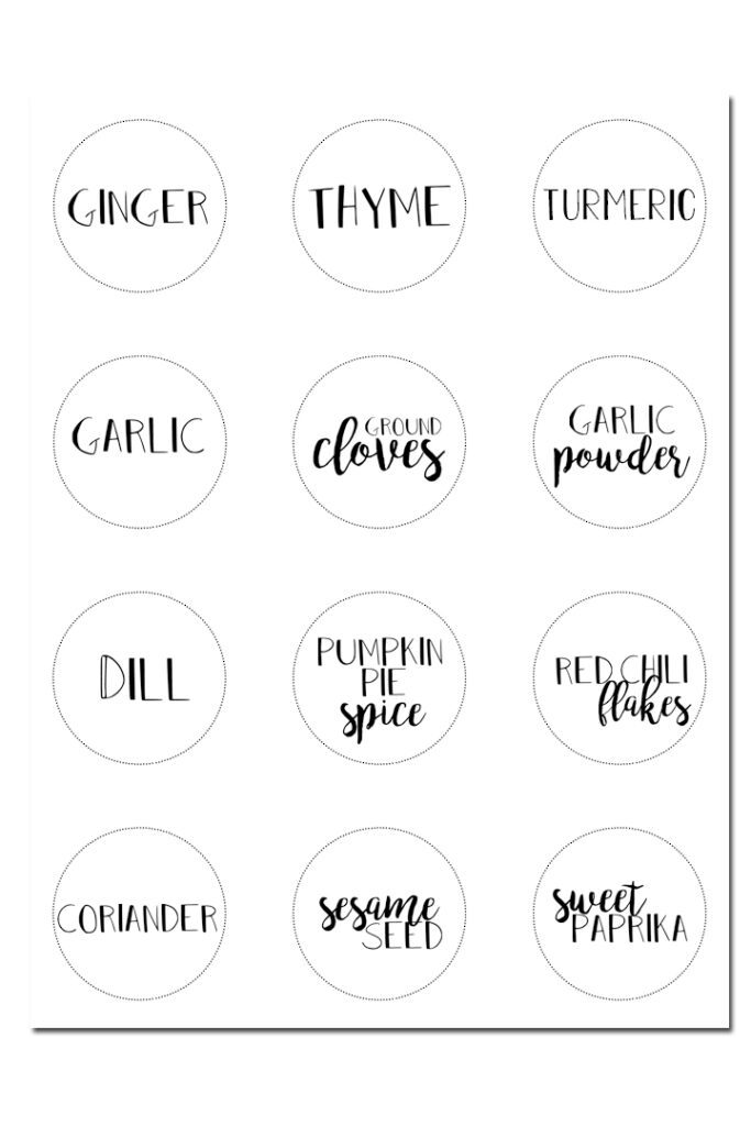 free printable labels for spice jars