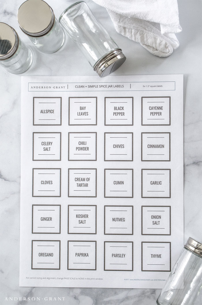 Free Printable Spice and Herb Labels | anderson + grant